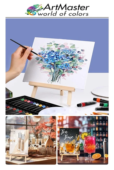 Masaüstü Küçük Şövale 28x37 cm 1 Adet Küçük Şövalye Sanatsal Tuval Resim Tutucu Sergi Çam Ağacından İmal Edilmiştir - Resim 5