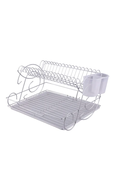 Kiwa Metal Elisa Model 2 Katlı Paslanmaz Krom Bulaşık Sepeti Tabaklık - Bulaşıklık - Resim 4