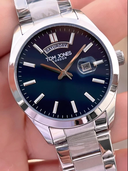 Tom Jones Bileklik Hediyeli Çelik Kordon 3 Atm Suya Dayanıklı 2 Yıl Garantili Erkek Kol Saati 10072.3 - Resim 4