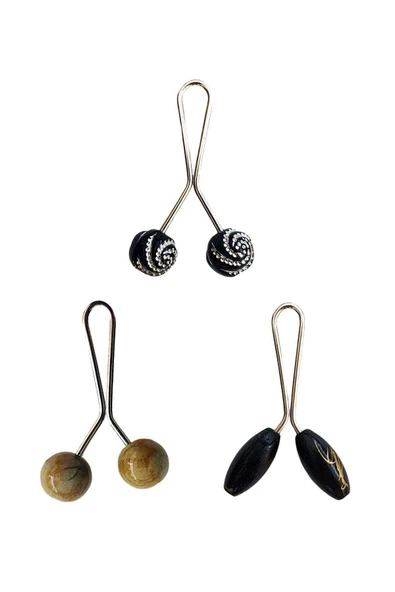 3 Adet Tesettür Eşarp ve Şal Klipsi Hardal Siyah Siyah Desenli ürün görseli 1