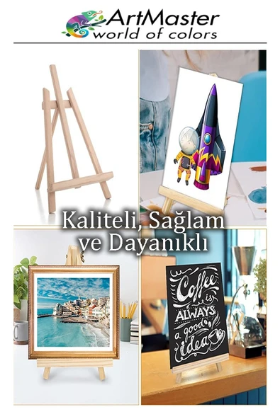 Masaüstü Küçük Şövale 28x37 cm 1 Adet Küçük Şövalye Sanatsal Tuval Resim Tutucu Sergi Çam Ağacından İmal Edilmiştir - Resim 2