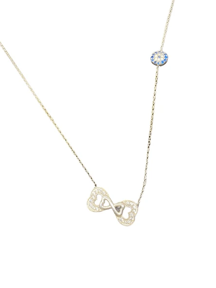 925 Ayar İthal Gümüş Sonsuzluk & Nazar Boncuğu Model Kolye Anlamlı ve Şık Tasarım, Hediye ürün görseli