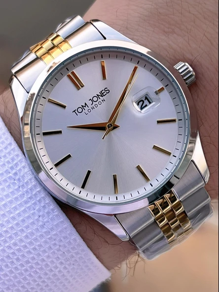 Tom Jones Bileklik Hediyeli Çelik Kordon 3 Atm Suya Dayanıklı 2 Yıl Garantili Erkek Kol Saati 10088.5 - Resim 2