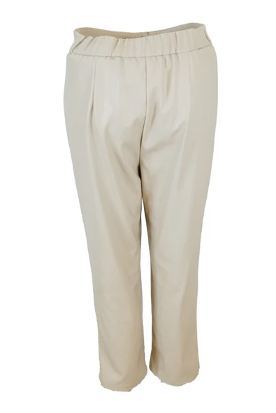 5402 SENTEZ PANTOLON TEK DÜĞMELİ GENİŞ PAÇA DERİ - Resim 8