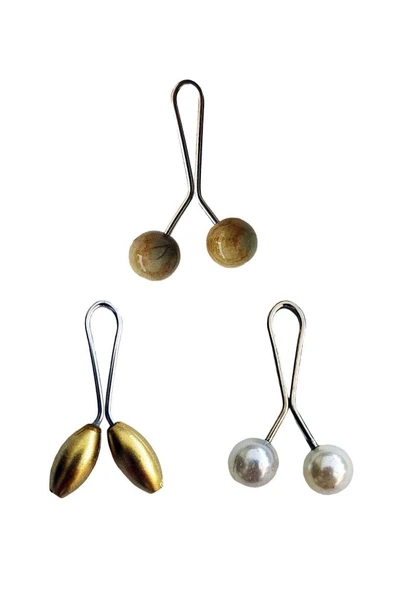 3 Adet Tesettür Eşarp ve Şal Klipsi Sarı İnci Beyaz Hardal ürün görseli 1