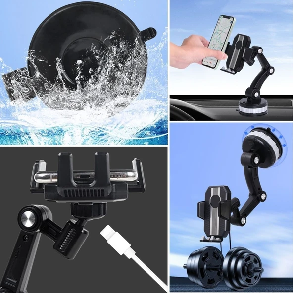 BUFFER® Jel Vantuzlu Cama Takılabilen Güçlü 360 Derece Dönebilen Ayarlanabilir Araç Içi Vantuzlu Telefon Tutucu - Resim 2