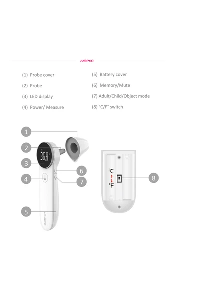 Jumper Temassız Ateş Ölçer Alından Ve Kulaktan Ölçer JPD-FR301 - Resim 6