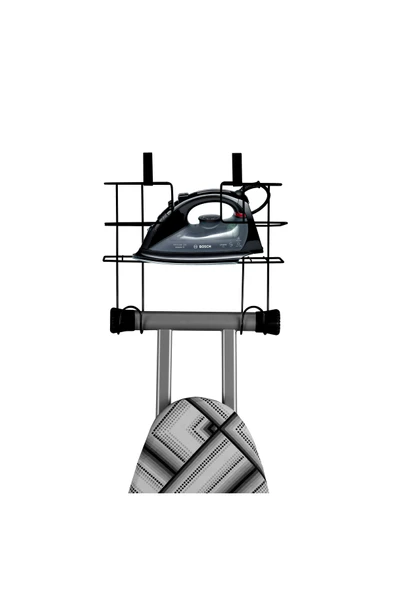 Kiwa Metal Kapı Arkası Ütü Ve Ütü Masası Askısı Ütü Düzenleyici Raf - Siyah 3mm Özel Üretim - Resim 3