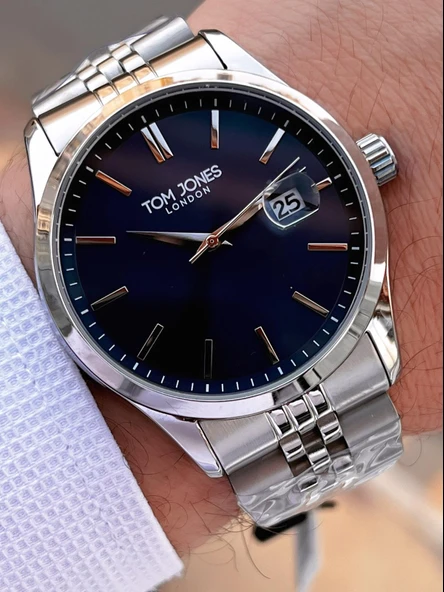 Tom Jones Bileklik Hediyeli Çelik Kordon 3 Atm Suya Dayanıklı 2 Yıl Garantili Erkek Kol Saati 10088.3 - Resim 2