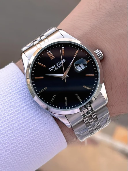 Tom Jones Bileklik Hediyeli Çelik Kordon 3 Atm Suya Dayanıklı 2 Yıl Garantili Erkek Kol Saati 10088.2 - Resim 3
