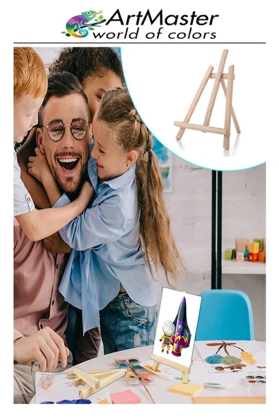 Masaüstü Küçük Şövale 28x37 cm 1 Adet Küçük Şövalye Sanatsal Tuval Resim Tutucu Sergi Çam Ağacından İmal Edilmiştir - Resim 4