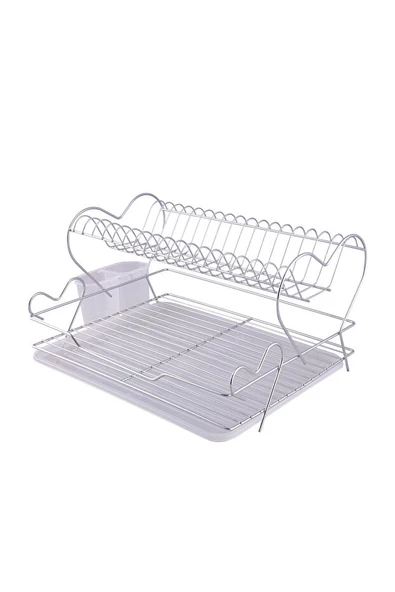 Kiwa Metal Love Model 2 Katlı Paslanmaz Krom Bulaşık Sepeti Tabaklık - Bulaşıklık - Resim 4