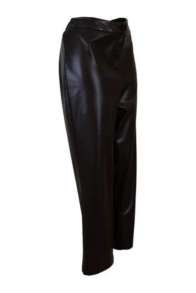 5402 SENTEZ PANTOLON TEK DÜĞMELİ GENİŞ PAÇA DERİ - Resim 11