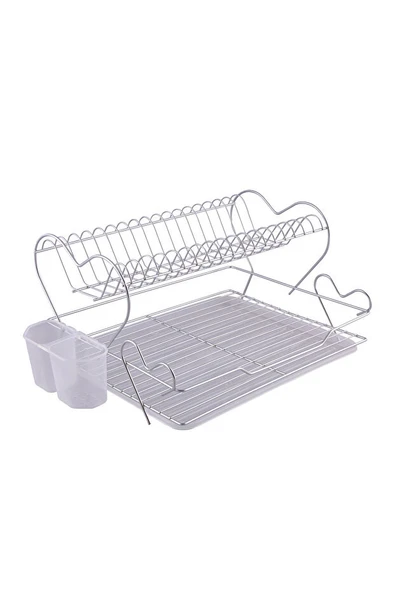 Kiwa Metal Love Model 2 Katlı Paslanmaz Krom Bulaşık Sepeti Tabaklık - Bulaşıklık - Resim 2