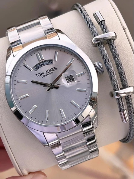 Tom Jones Bileklik Hediyeli Çelik Kordon 3 Atm Suya Dayanıklı 2 Yıl Garantili Erkek Kol Saati 10072.1 ürün görseli