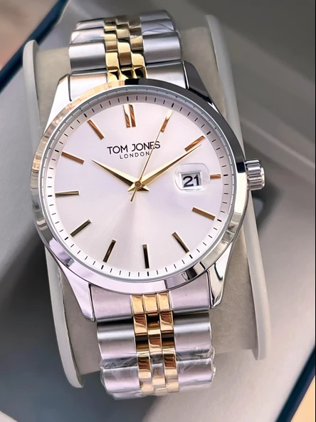 Tom Jones Bileklik Hediyeli Çelik Kordon 3 Atm Suya Dayanıklı 2 Yıl Garantili Erkek Kol Saati 10088.5 - Resim 5