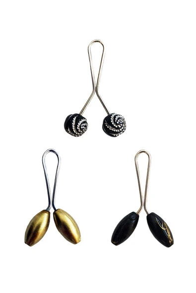 3 Adet Tesettür Eşarp ve Şal Klipsi Sarı Siyah Siyah Desenli ürün görseli