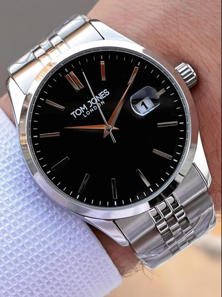 Tom Jones Bileklik Hediyeli Çelik Kordon 3 Atm Suya Dayanıklı 2 Yıl Garantili Erkek Kol Saati 10088.2 - Resim 2