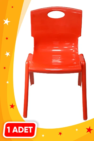 Anaokulu Kreş Çocuk Sandalyesi Renkli 1.Kalite Kırılmaz Plastik KIRMIZI 1 (Bir) Adet - Resim 3