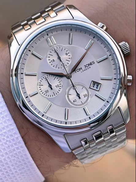 Tom Jones Bileklik Hediyeli Çelik Kordon 3 Atm Suya Dayanıklı 2 Yıl Garantili Erkek Kol Saati 10080.1 - Resim 2