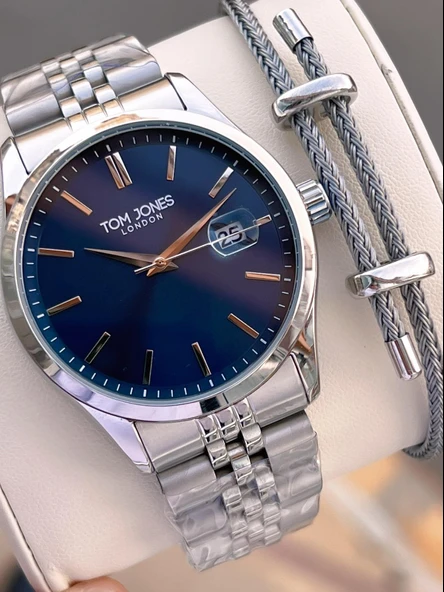 Tom Jones Bileklik Hediyeli Çelik Kordon 3 Atm Suya Dayanıklı 2 Yıl Garantili Erkek Kol Saati 10088.3 ürün görseli