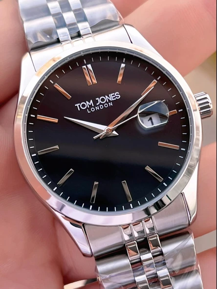 Tom Jones Bileklik Hediyeli Çelik Kordon 3 Atm Suya Dayanıklı 2 Yıl Garantili Erkek Kol Saati 10088.2 - Resim 4