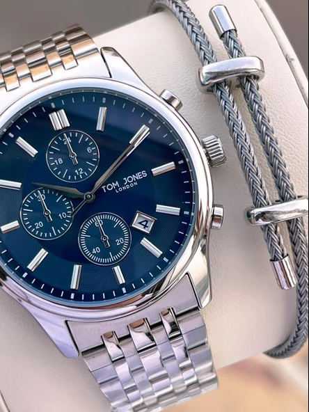 Tom Jones Bileklik Hediyeli Çelik Kordon 3 Atm Suya Dayanıklı 2 Yıl Garantili Erkek Kol Saati 10080.3 ürün görseli
