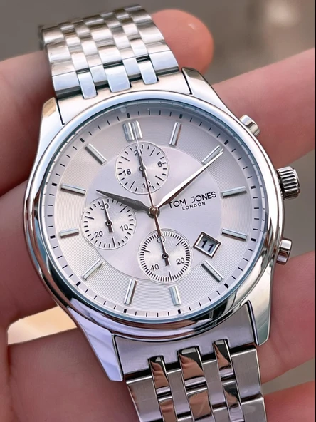 Tom Jones Bileklik Hediyeli Çelik Kordon 3 Atm Suya Dayanıklı 2 Yıl Garantili Erkek Kol Saati 10080.1 - Resim 3