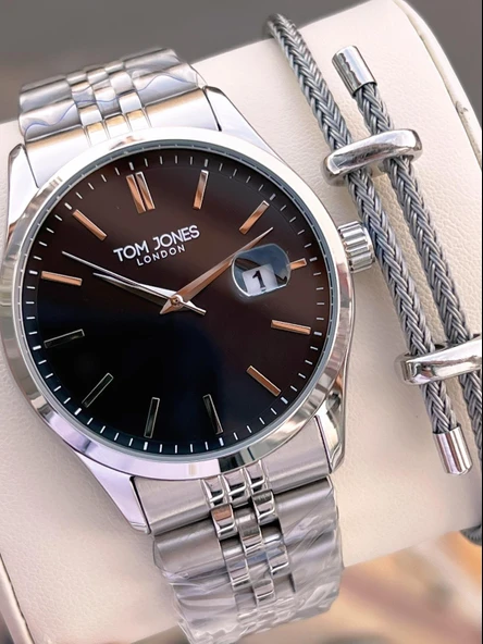 Tom Jones Bileklik Hediyeli Çelik Kordon 3 Atm Suya Dayanıklı 2 Yıl Garantili Erkek Kol Saati 10088.2 ürün görseli