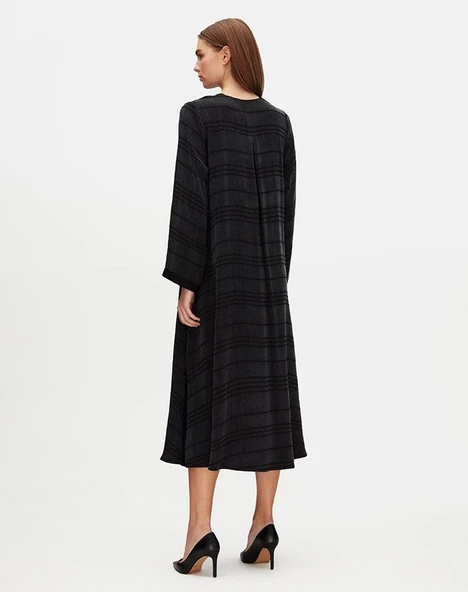 T25Y-4088 MISSDALIDA V YAKA JAKARLI CUPRO ELBİSE - Resim 7