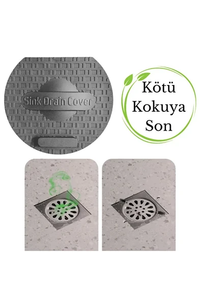 TİNEKE   Lavabo Kötü Koku Giderici Önleyici Silikon Mat Sızdırmaz Lavabo Tıkacı Lavabo Tıpası Evye Kapağı GRİ - Resim 3