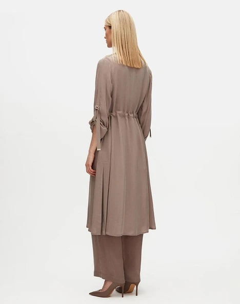 T25Y-8013 MISSDALIDA BELİ BÜZGÜLÜ CEPLİ CUPRO KAP - Resim 9