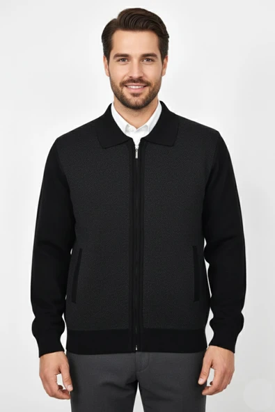 Erkek Polo Yaka Astarlı Triko Mont Fermuarlı BGL-ST04830 ürün görseli