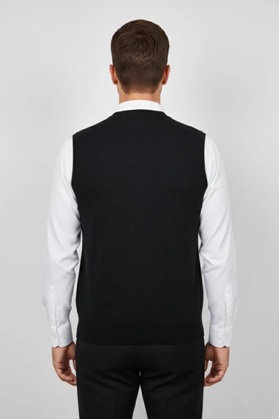 Erkek Düğmeli Yelek Cepli Çelik Örgü Klasik Kalıp BGL-ST04836 - Resim 10