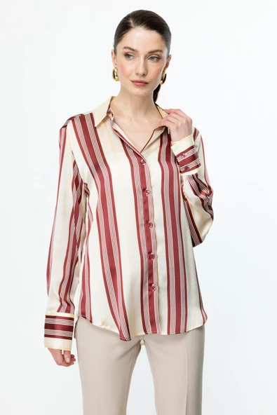 54326 ONTEKS SATEN DESENLİ GÖMLEK - Resim 6