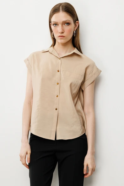 54405 ONTEKS TEK  CEPLİ KISA KOL GÖMLEK - Resim 7