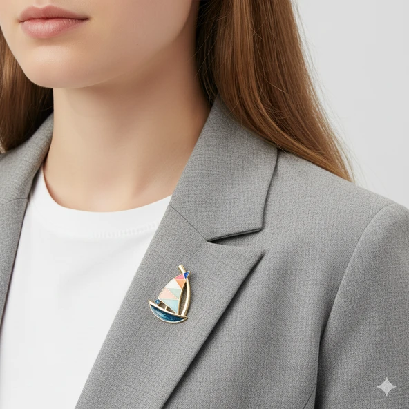 Rengarenk Yelkenli Broş - Resim 2