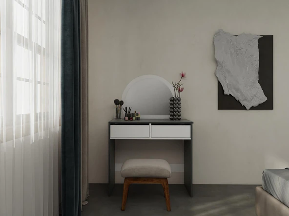 Huzur Makyaj Masası Koyugri Renk ürün görseli 1