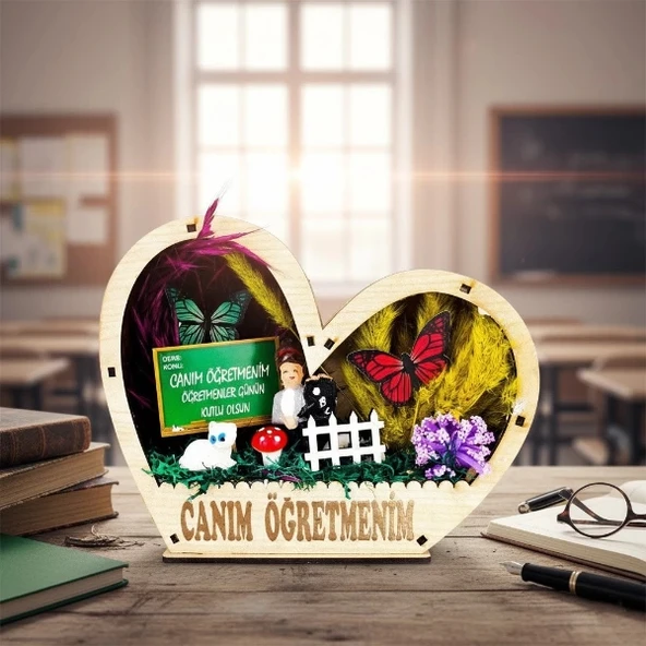 Kalp Saksı Teraryum - Öğretmenler Günü Hediyesi ürün görseli