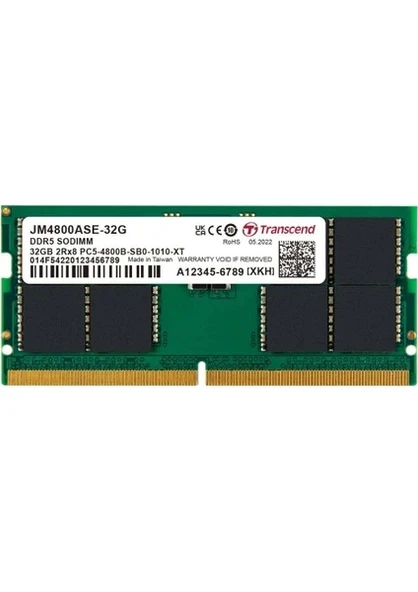 Transcend 32GB DDR5 4800Mhz CL40 Notebook Ram (JM4800ASE-32G) ürün görseli