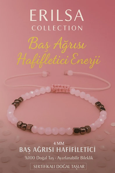 Sertifikalı Baş Ağrısı Hafifletici Enerji Bilekliği – Pembe Kuvars Terahertz İnce Model ürün görseli