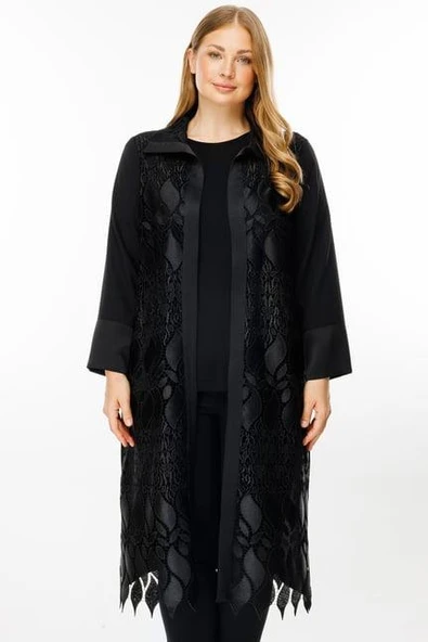 7018 GİLDA ÖN BEDENİ GÜPÜR DANTELLİ İKİLİ UZUN KAP - Resim 3