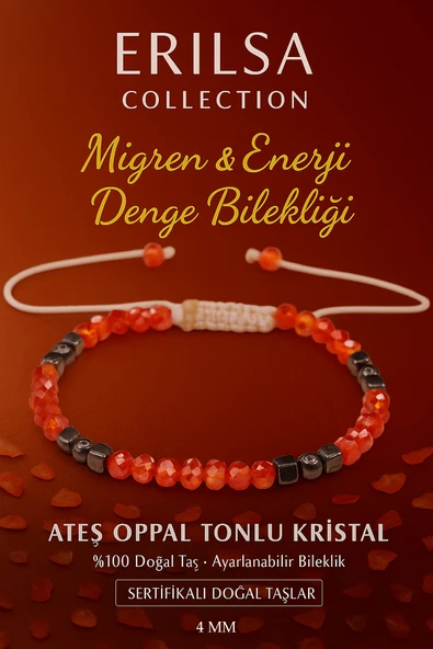 Sertifikalı Migren ve Enerji Denge Bilekliği – Ateş Opal Tonlu Kristal Terahertz İnce Model ürün görseli