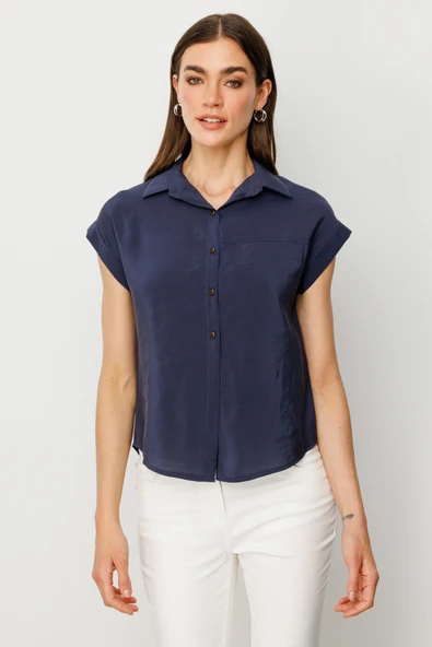 54405 ONTEKS TEK  CEPLİ KISA KOL GÖMLEK - Resim 2