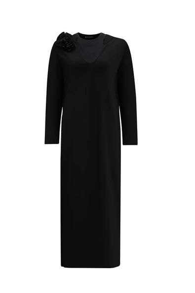 T25Y-4041 MISSDALIDA ÇİÇEK BROŞLU TRİKO ELBİSE ürün görseli