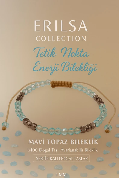 Sertifikalı Tetik Nokta Enerji Dengesi Bilekliği - Mavi Topaz Terahertz Taşı 4mm ürün görseli 1