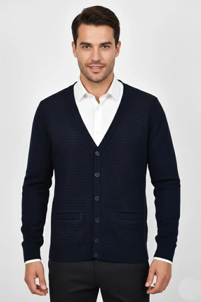 Erkek Düğmeli Cepli Hırka BGL-ST04833 - Resim 2