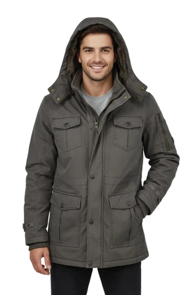 Erkek Spor Kanvas Kapüşonlu Parka M2665 BGL-ST04959 ürün görseli