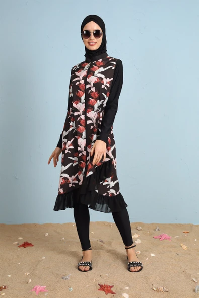 SW36.129 MOODBASIC SWIMWEAR ETEK UCU ŞİFONLU - Resim 3