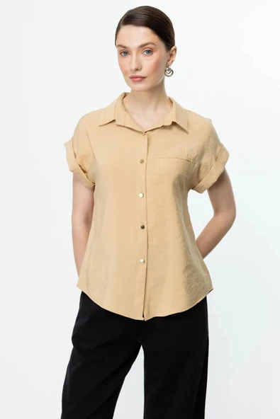 54405 ONTEKS TEK  CEPLİ KISA KOL GÖMLEK - Resim 4